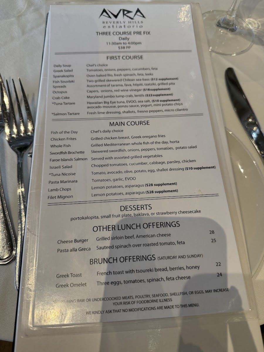 Menu Avra Beverly Hills-5
